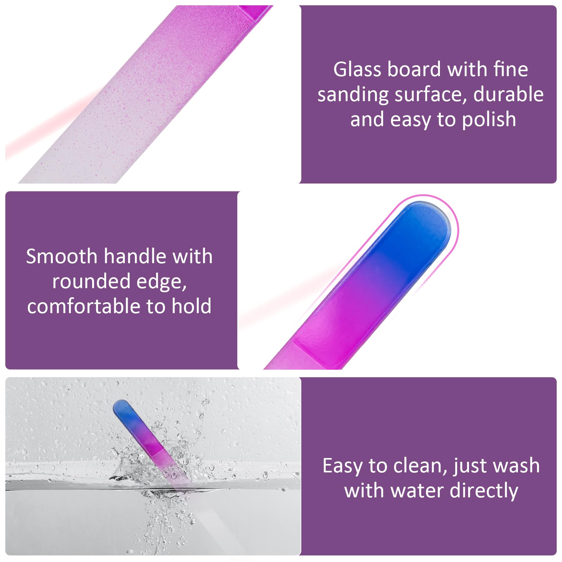 EAONE crystal glass nail file black-red gradient provides precise shaping