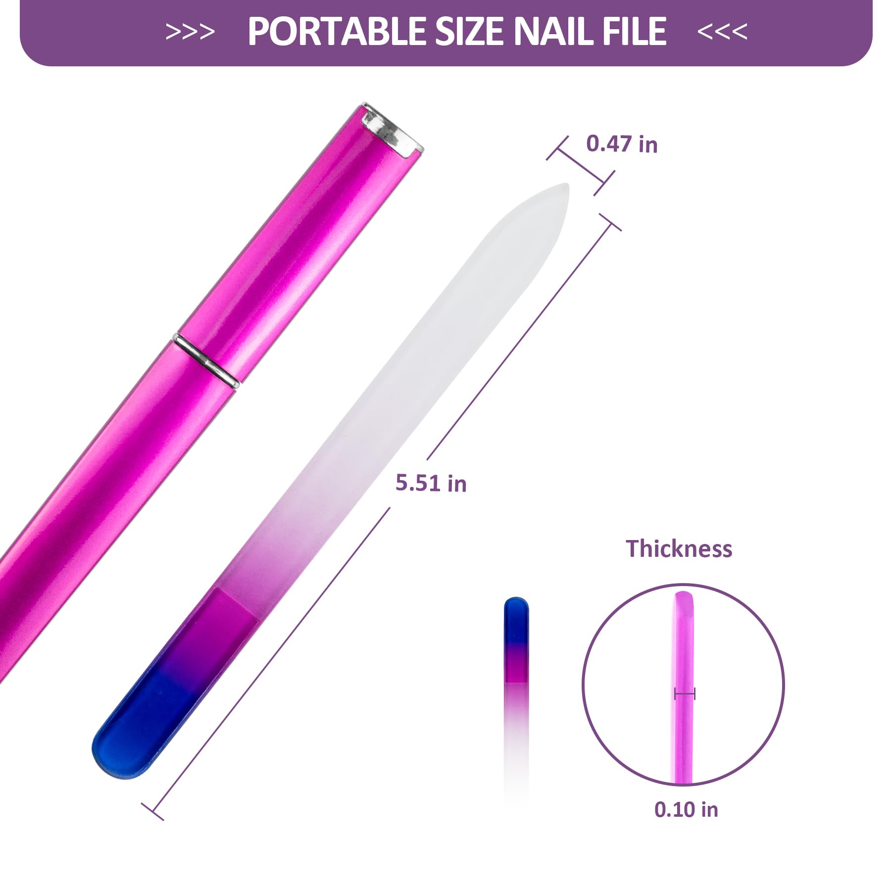EAONE crystal glass nail file blue-rose gradient for gentle filing