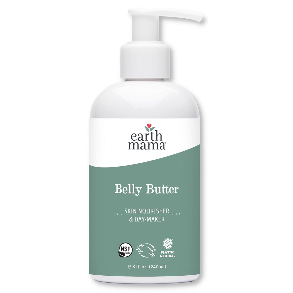 Earth Mama Belly Butter envase con tapa, hidratación segura para embarazo.