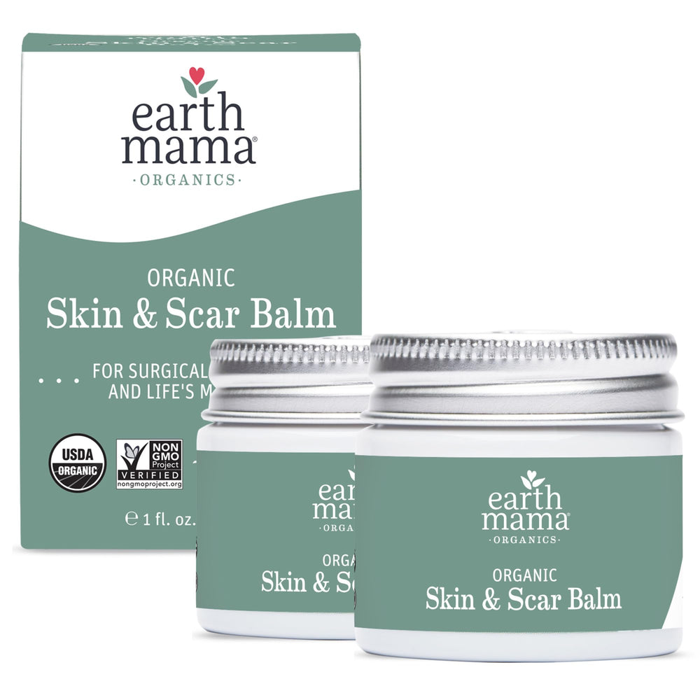 Earth Mama Organic Skin & Scar Balm bottle for soothing postpartum skin