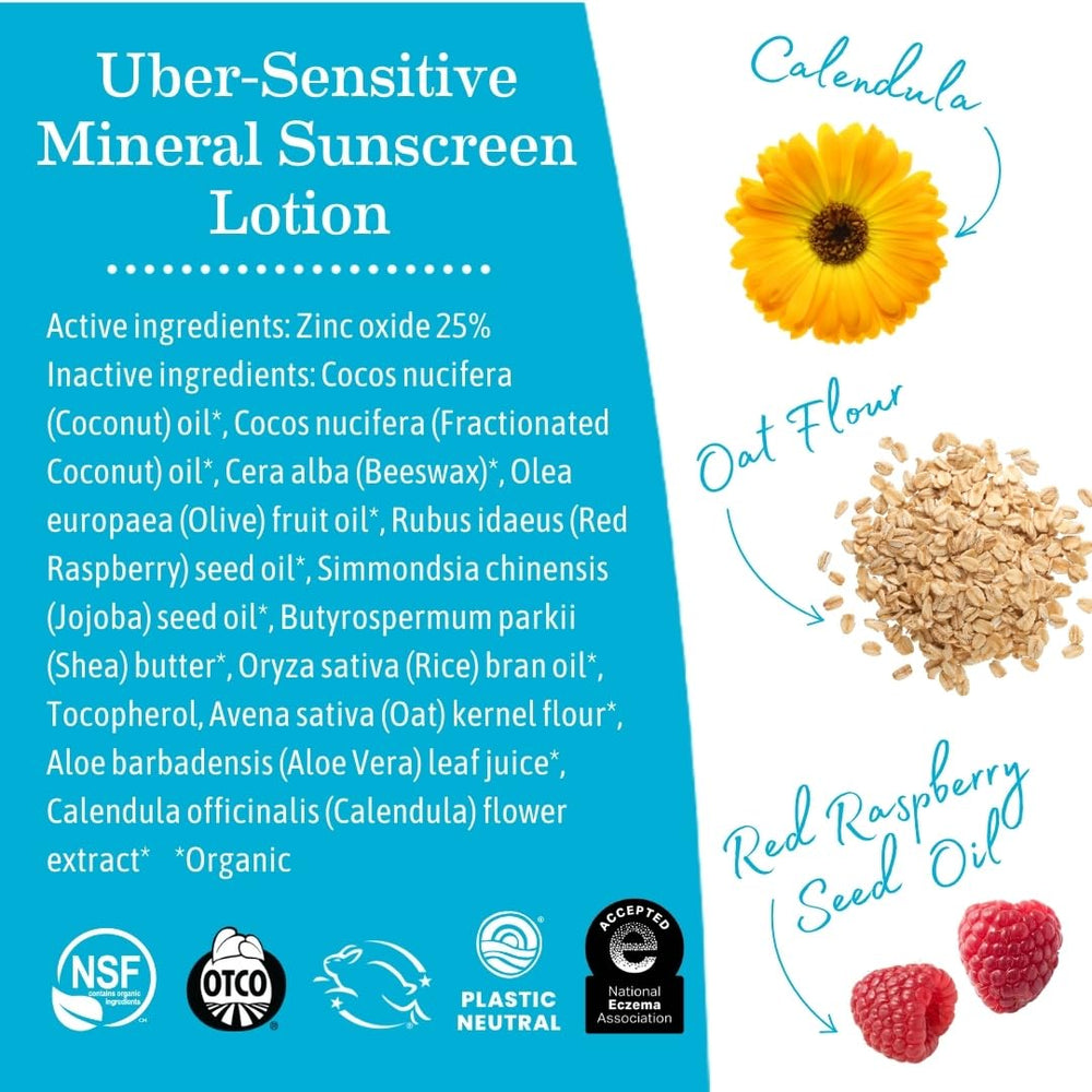 Earth Mama Uber-Sensitive: para bebés, crema solar mineral suave para piel delicada.