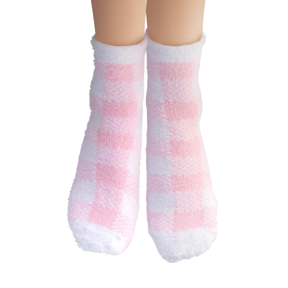 Earth Therapeutics Calcetines Aloe, rosa a cuadros: ideal tras la ducha para suavizar la piel