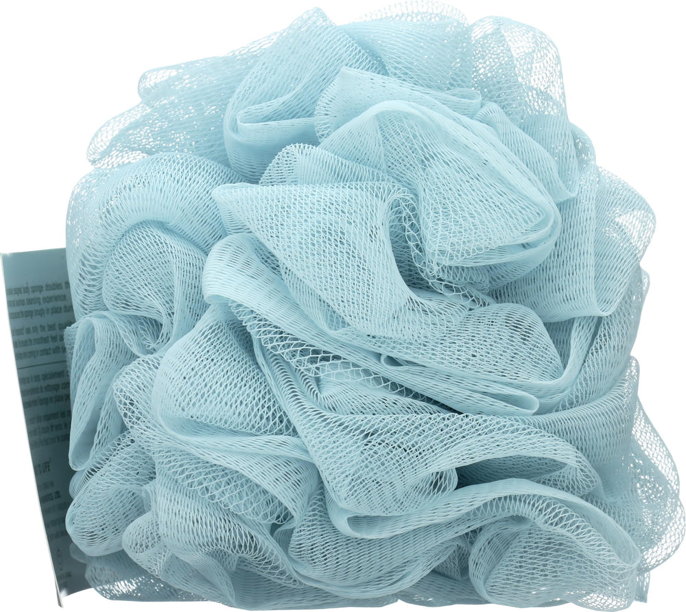 Earth Therapeutics Hydro Body Sponge with bubbles demonstrates lather-ready cleansing.