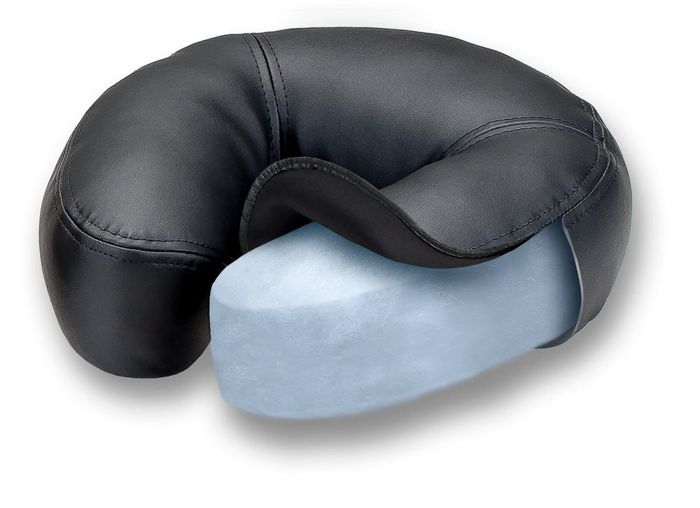 EarthLite adjustable headrest with cam lever locks in place for precise positioning
