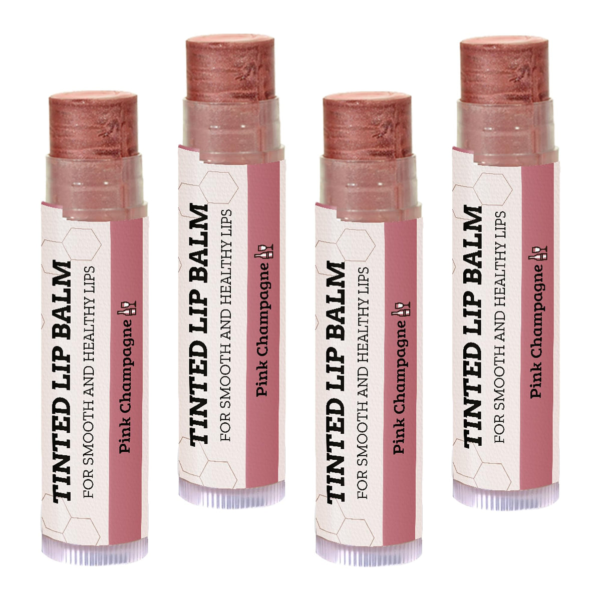 Earth's Daughter bálsamo labial tintado Rosa Champán 4 pack, tono suave para realzar labios.