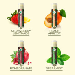 Earth's Daughter cuádruple pack de bálsamo labial vegano para el cuidado diario.