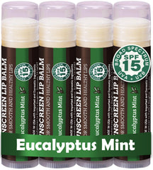 Earth's Daughter SPF 15 bálsamo labial, paquete de 4, protección diaria.