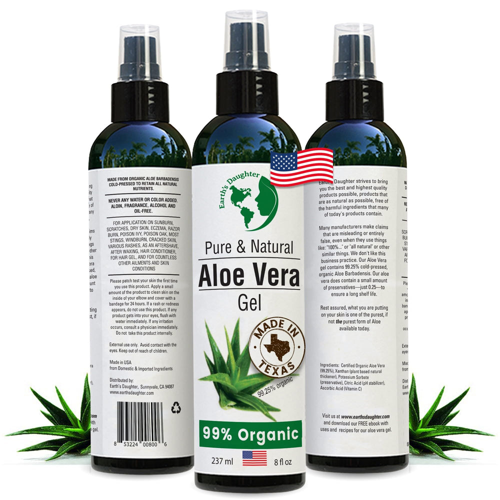 Earth's Daughter gel aloe vera orgánico, hidratación suave para rostro y piel