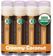 Earth's Daughter USDA Organic Lip Balm 4-pack creamy coconut for daily moisture