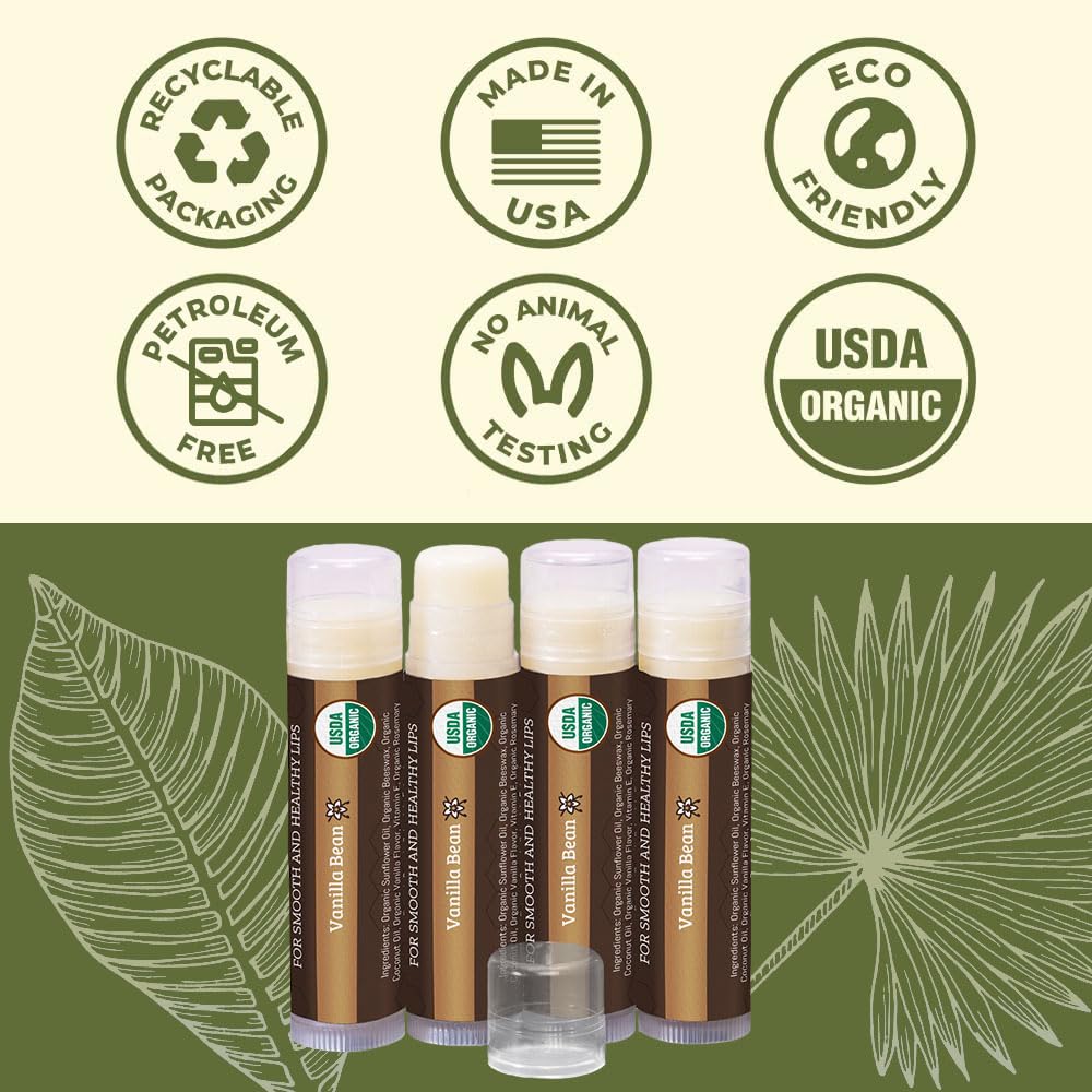 Earth's Daughter Vanilla Lip Balm in use for dry lips relief