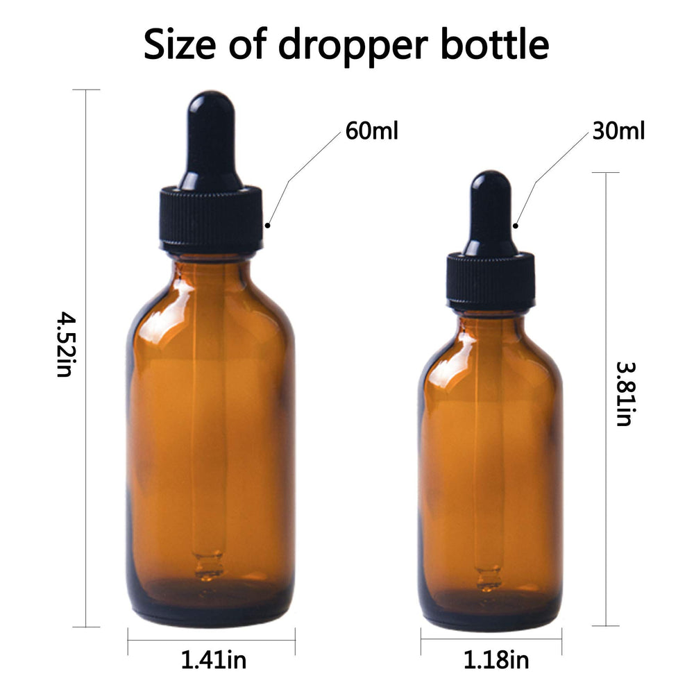 Easeen amber glass dropper bottle close-up shows precise tapered tip droppers.