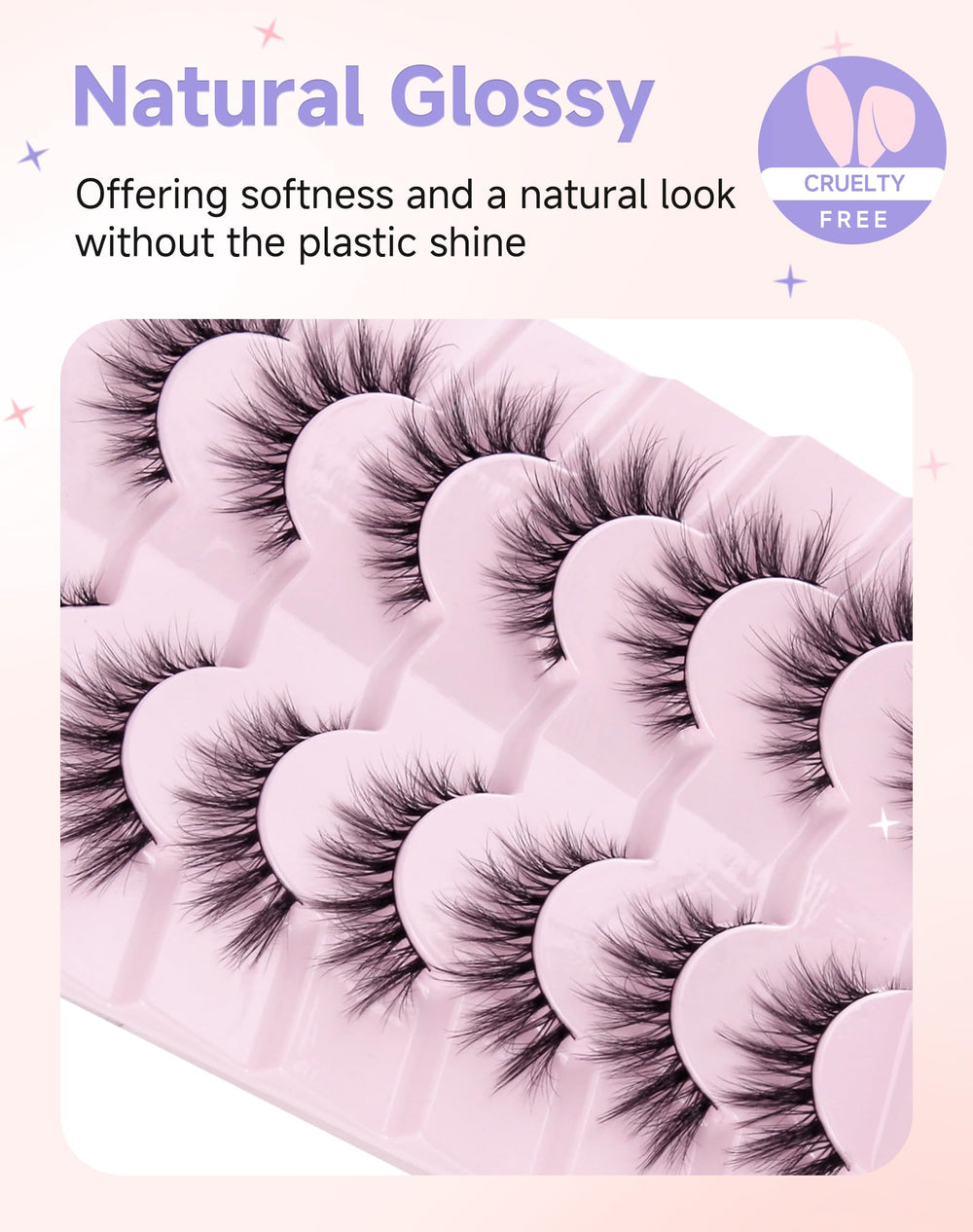 Easeful cat eye lashes matte fibers for natural feel and muted finish