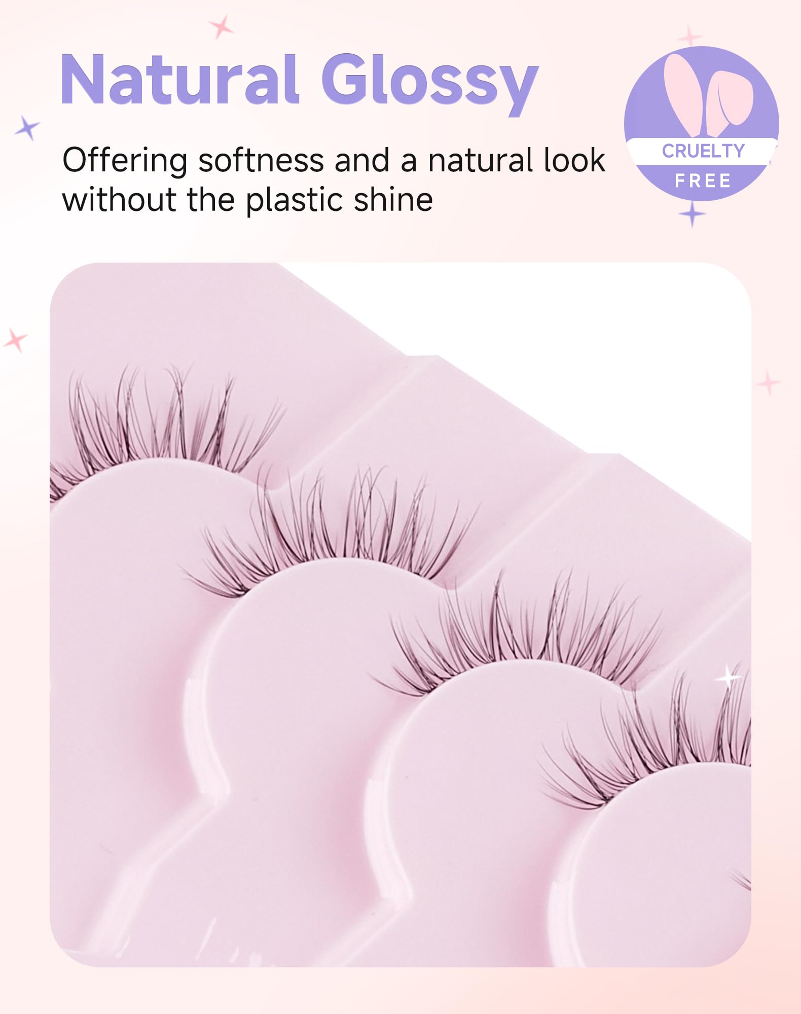 Easeful Half Lashes clear band 3-4 for secure wear and easy application.