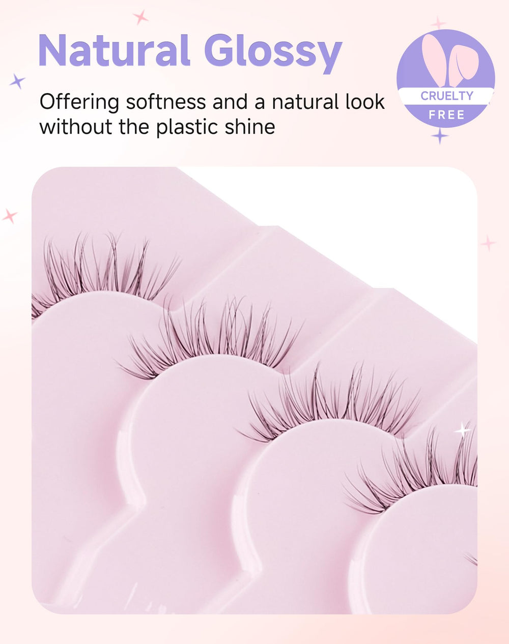 Easeful Half Lashes clear band 3-4 for secure wear and easy application.