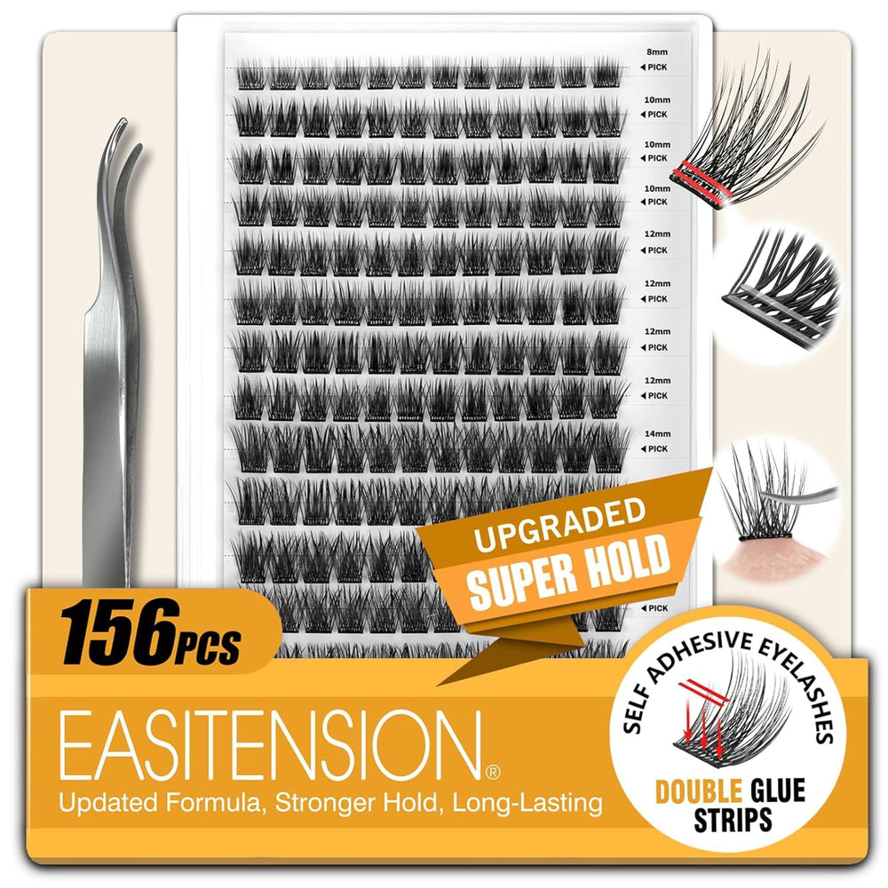 EASITENSION 156 PCS lash clusters kit for quick, glue-free enhancement.