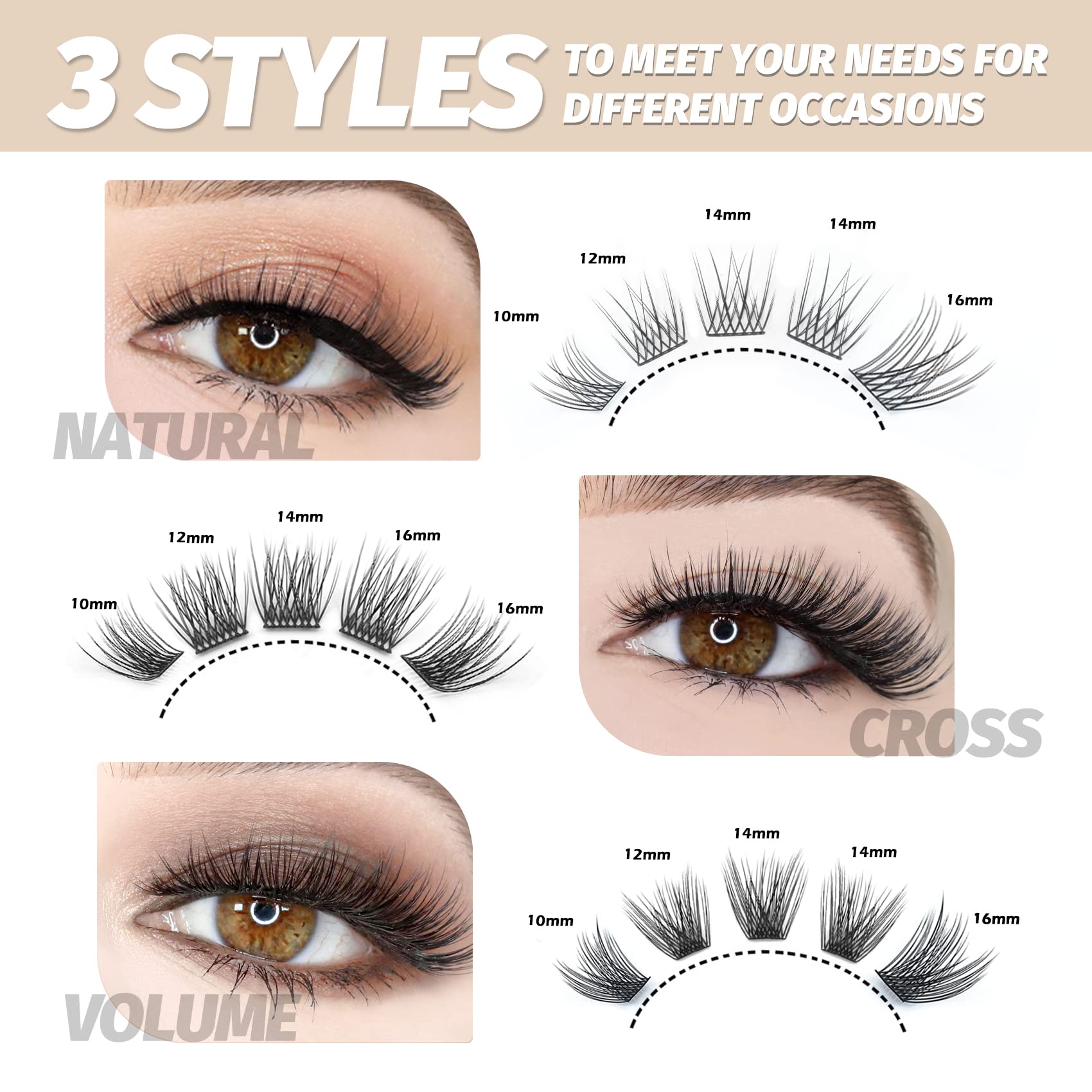 EASITENSION 3D effect lash clusters to create fuller eyes at home.