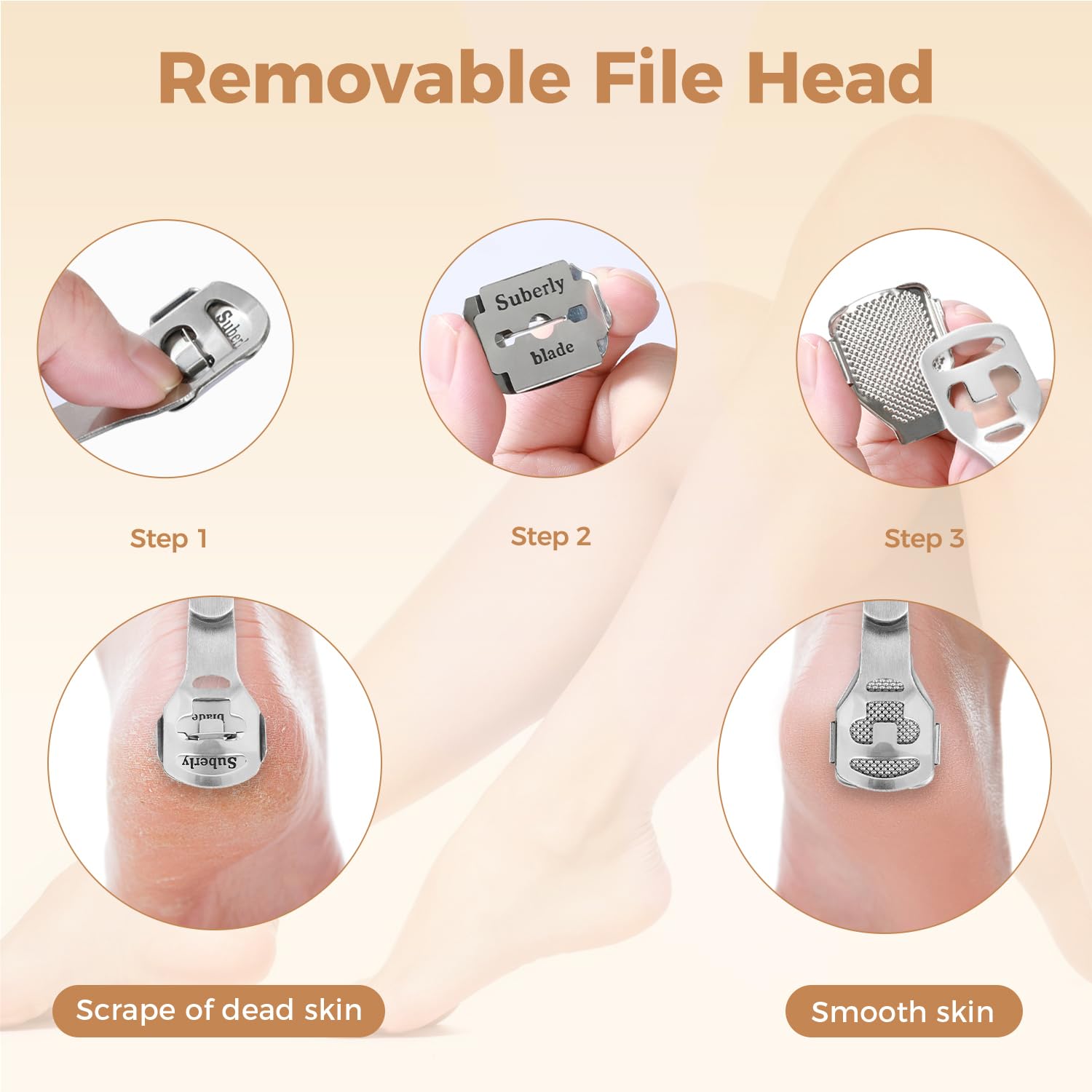 Easkep foot file removes dead skin on dry or wet feet effectively.