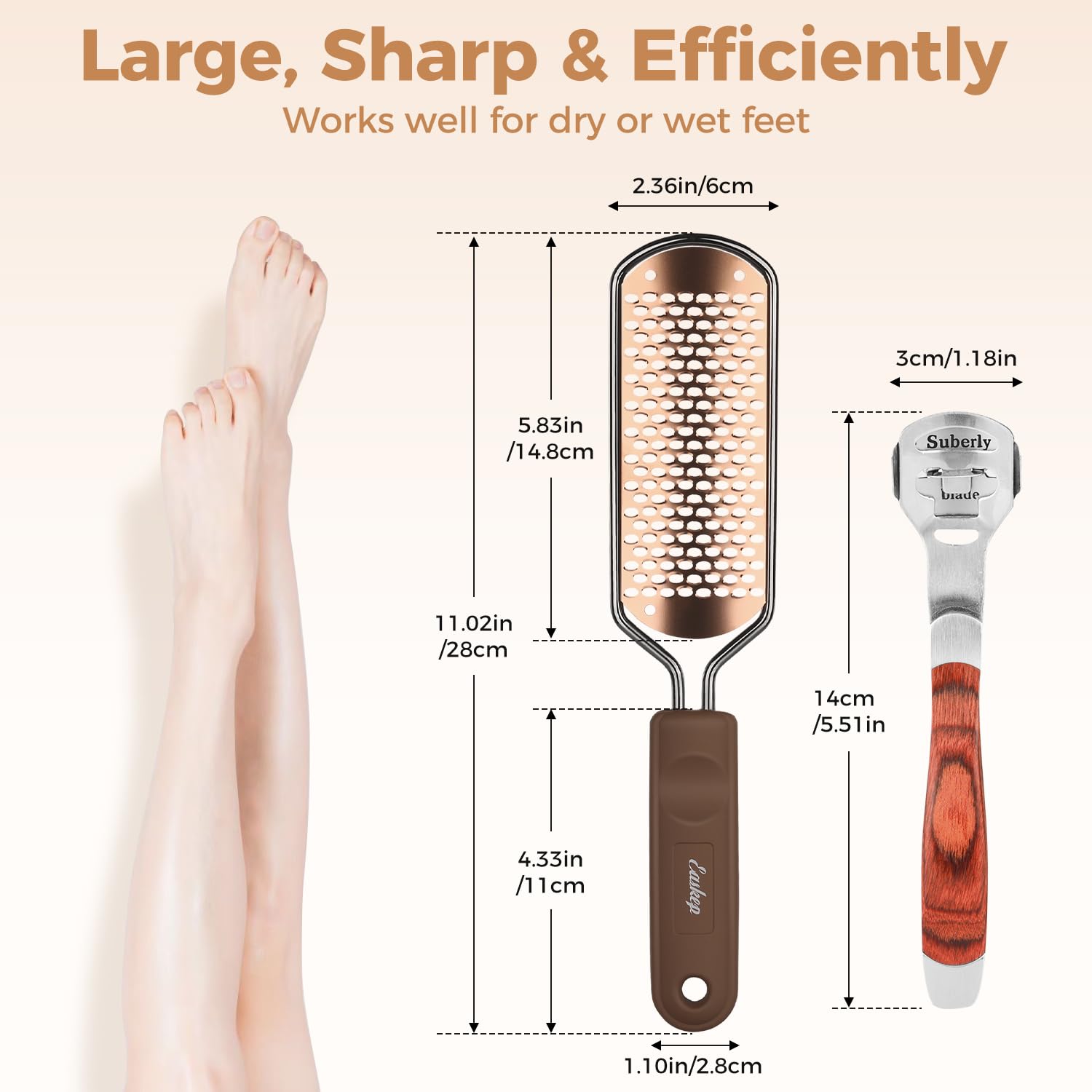 Easkep foot file works well in dry or after soaking for smoother skin.