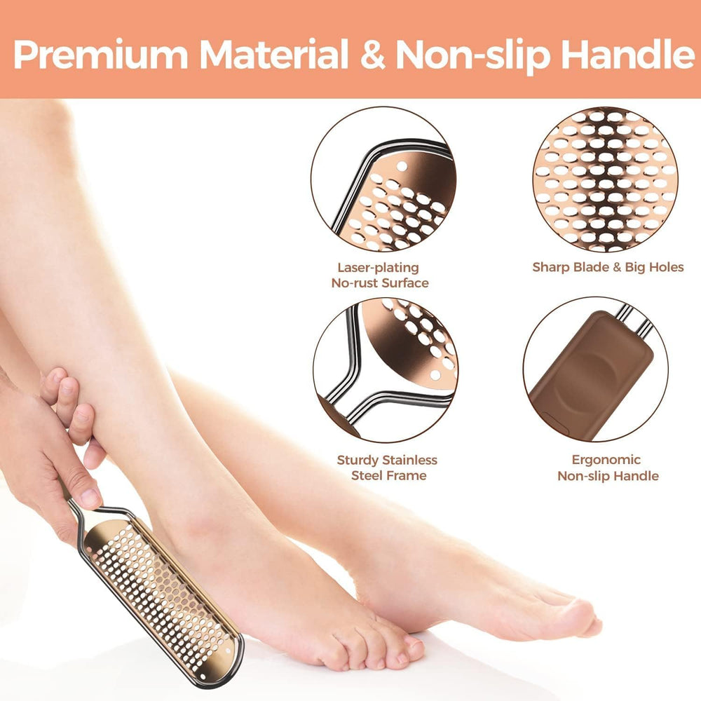 Easkep foot file with laser-plated stainless holes for efficient skin removal