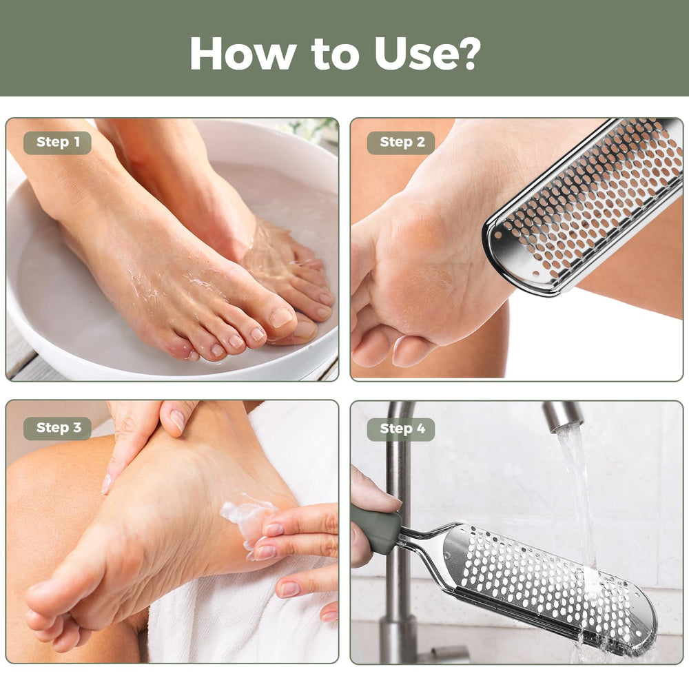 Easkep foot file in use on wet feet for exfoliation and smoothing