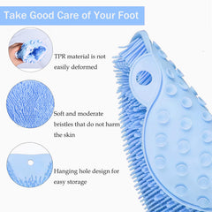 Easkite blue foot scrubber close-up on bristles