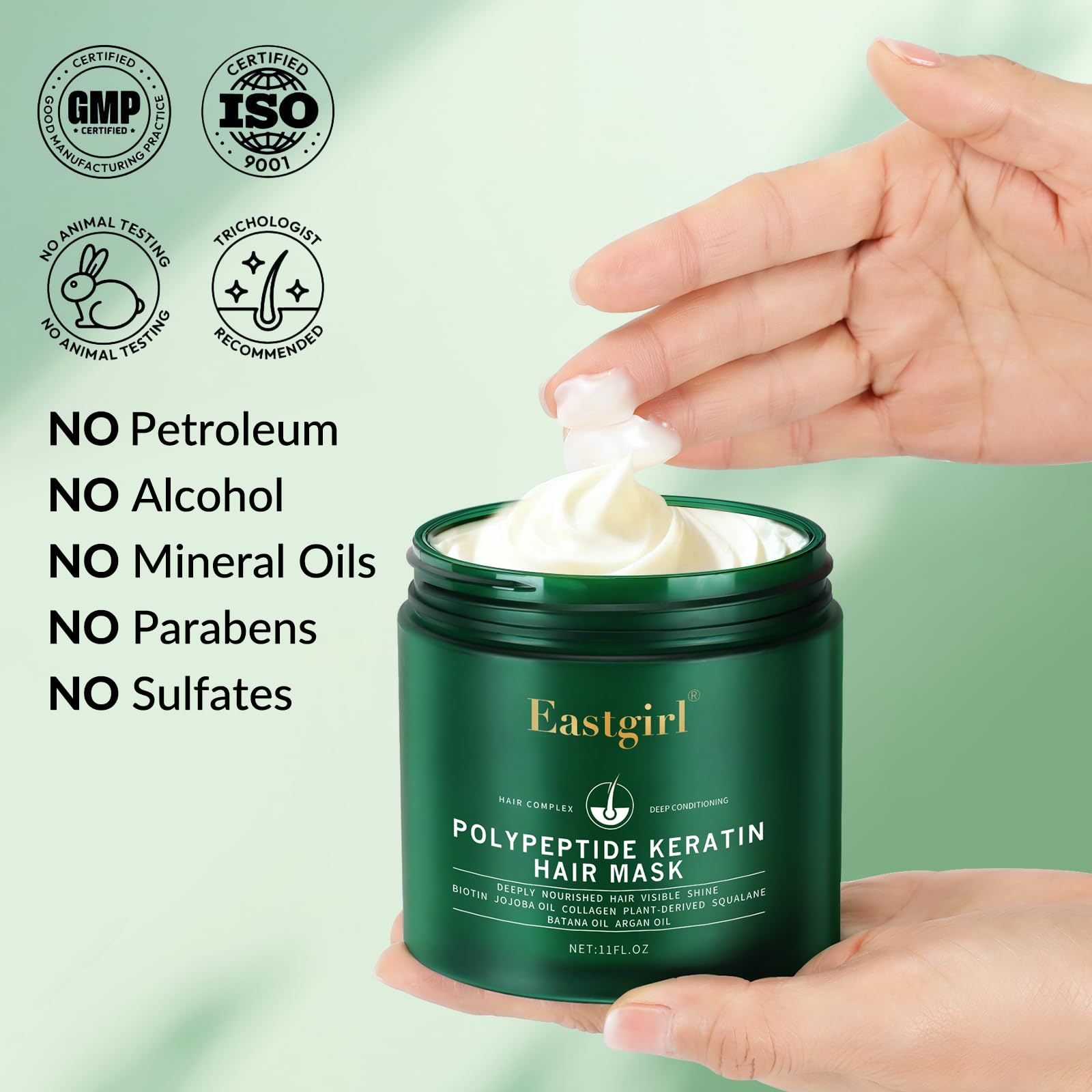 Eastgirl envase de 11 onzas facilita uso y almacenamiento