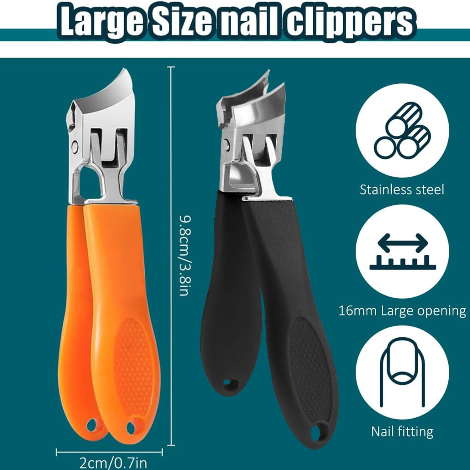 The 2PCS Wide Jaw Opening Anti-Splash Slanted Nail Clipper is easy to clean with storage.