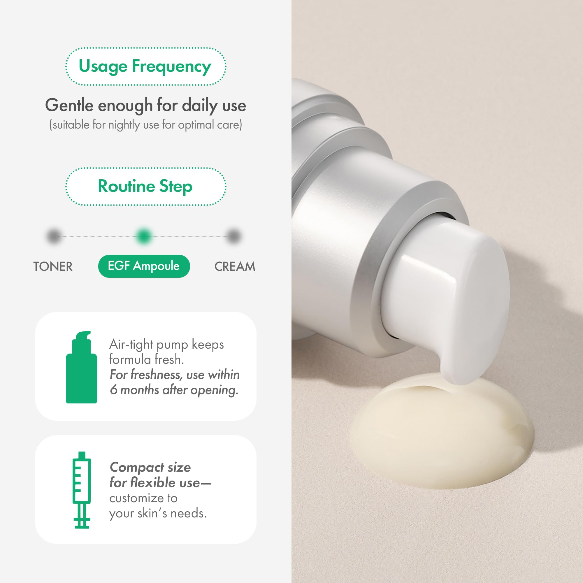 Easydew DW-EGF Melatoning, nutrientes clave para cuidado diario.