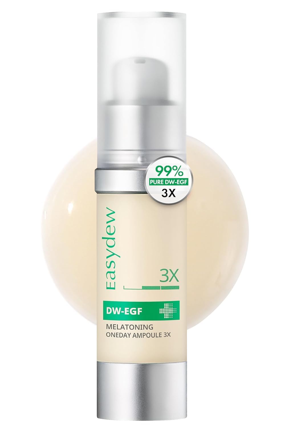 Easydew DW-EGF Melatoning bottle and pump showing precise, mess-free hydration