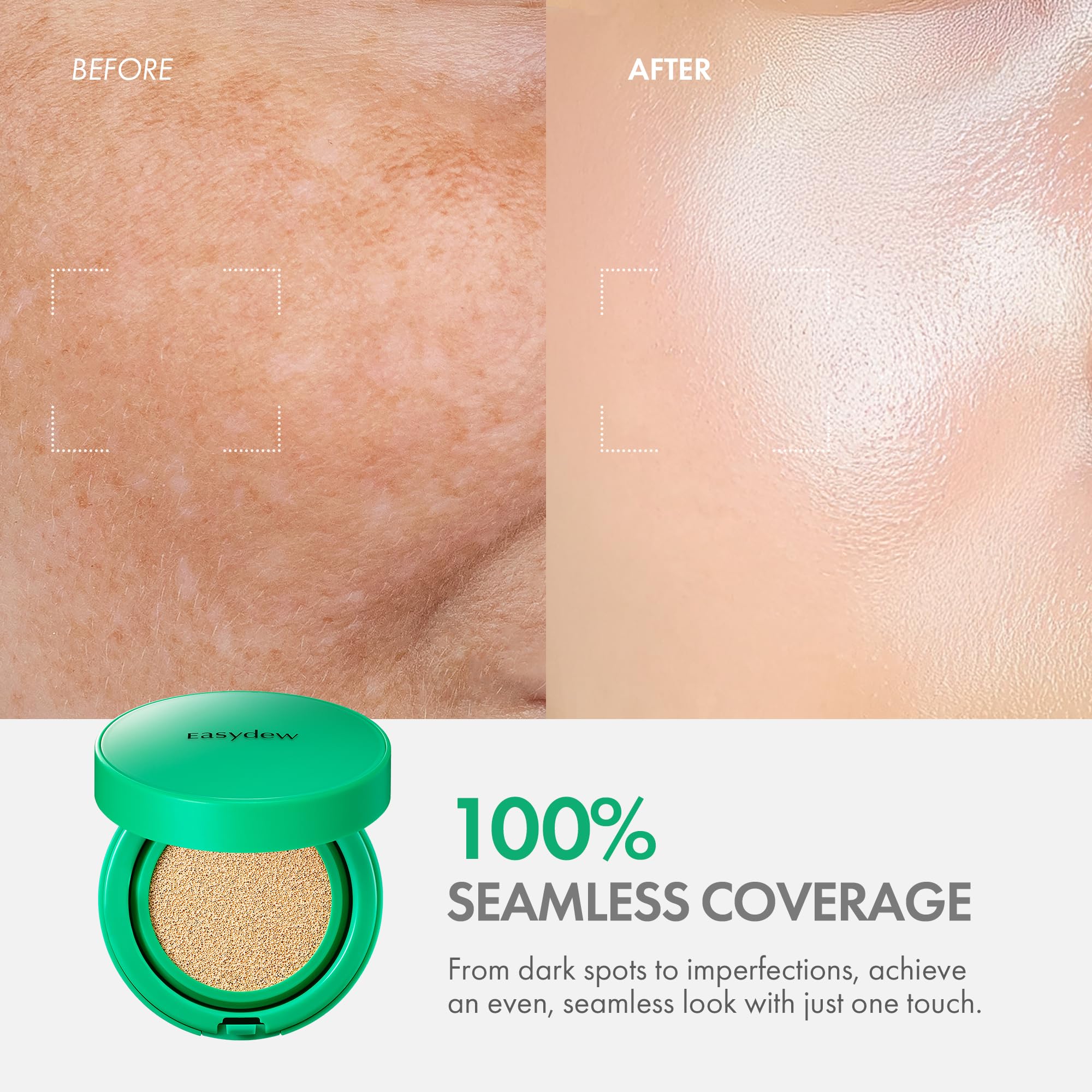 Easydew Mela B Cushion application swirl demonstrating buildable coverage.