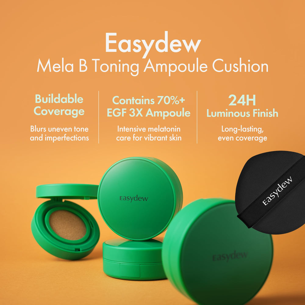 Easydew Mela B Cushion packaging with refillable compact.