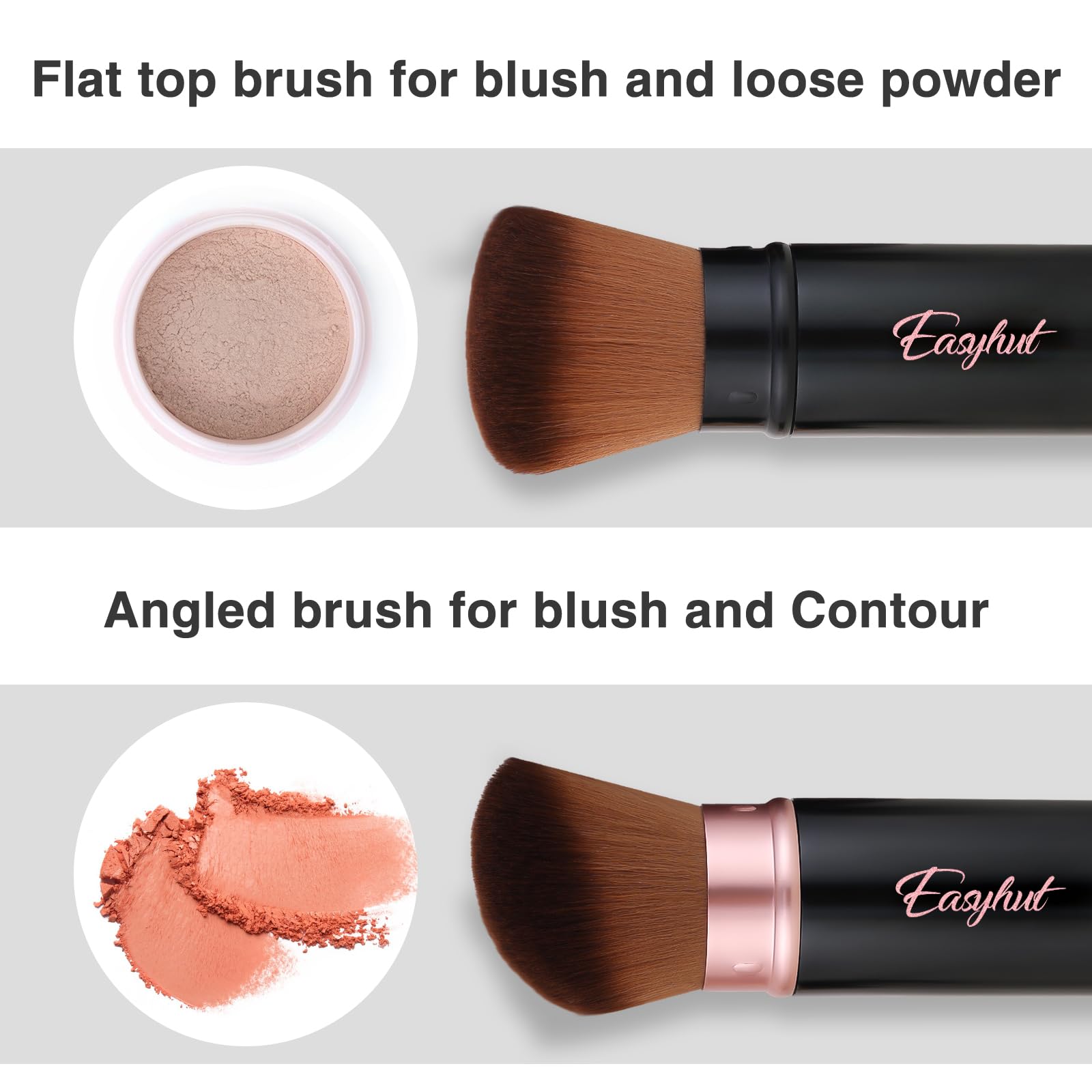 Easyhut travel-ready kabuki brush set designed for on-the-go touch-ups