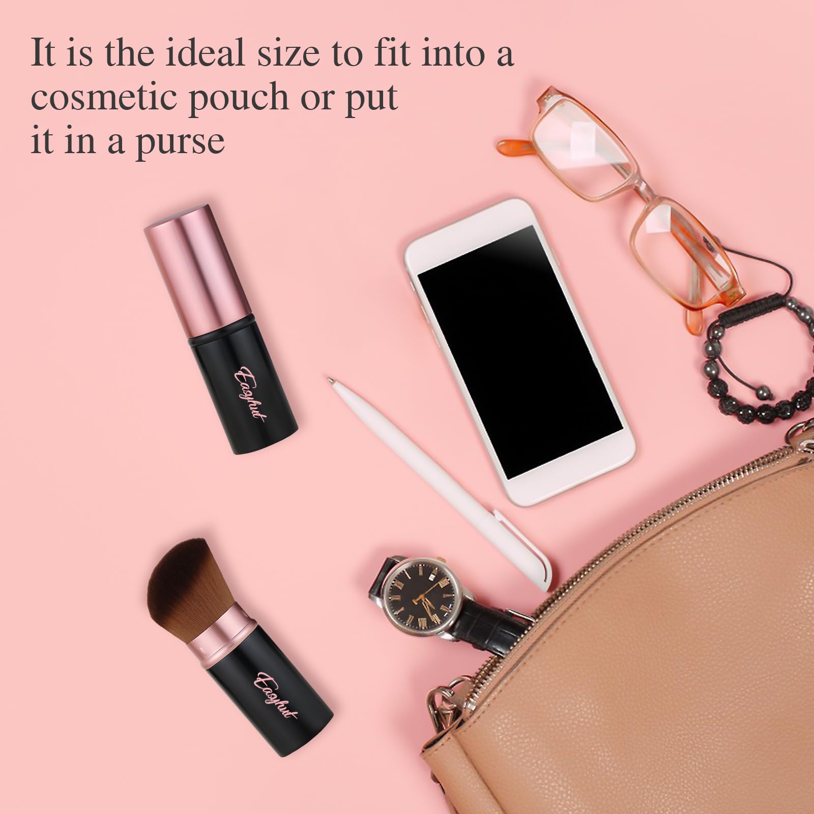 Easyhut retractable kabuki brush with angled top for precise contour and blush
