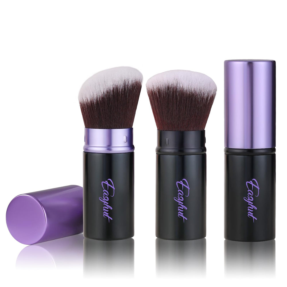 Easyhut retractable kabuki brush with flat top for precise powder application