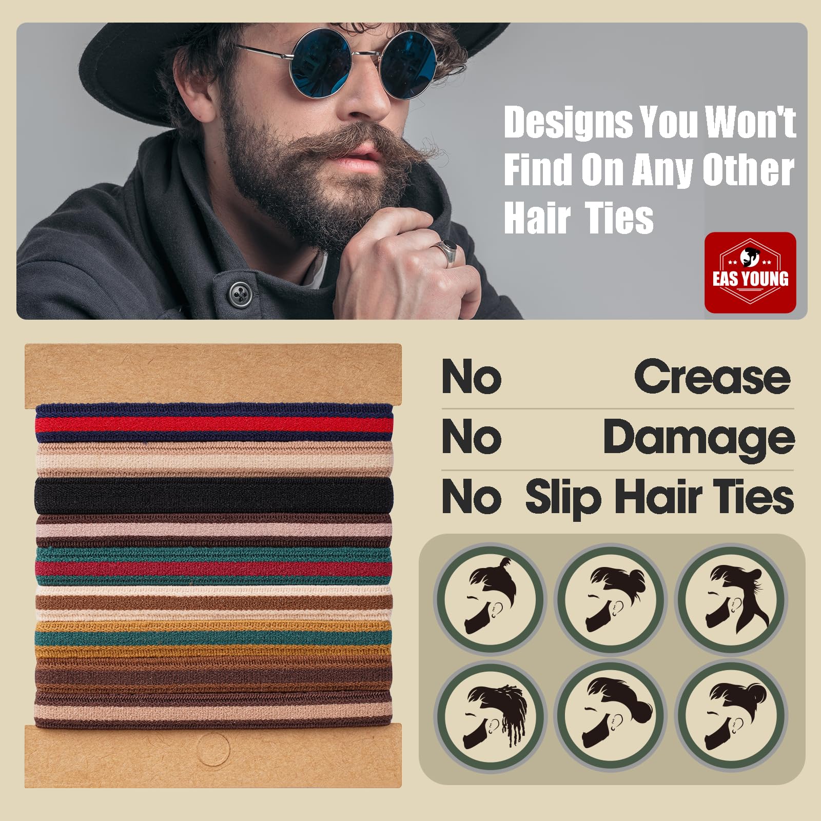 EasYoung braided hair ties secure a thick bun during workouts