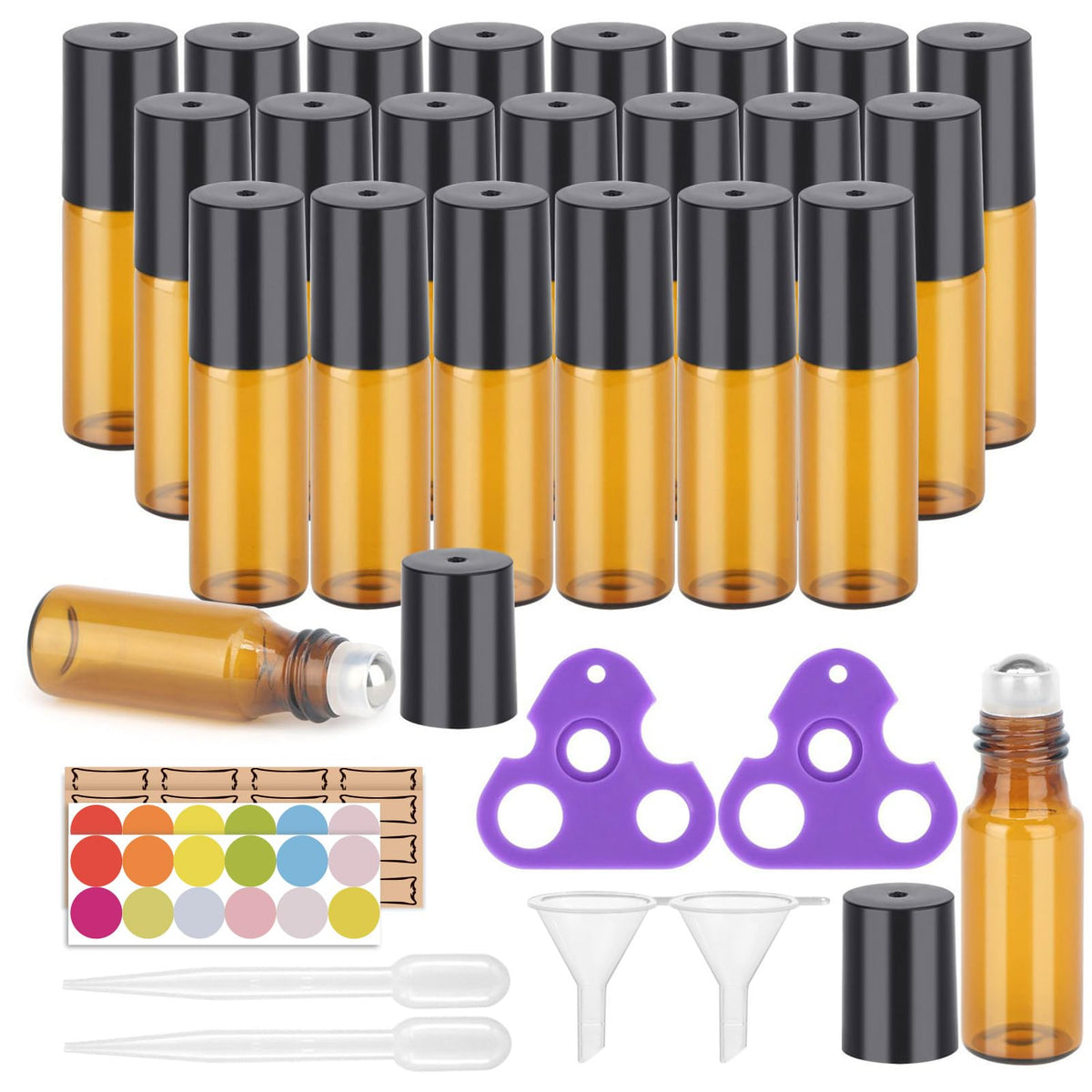Easytle amber glass roller bottle 5ml for travel-friendly essential oils.
