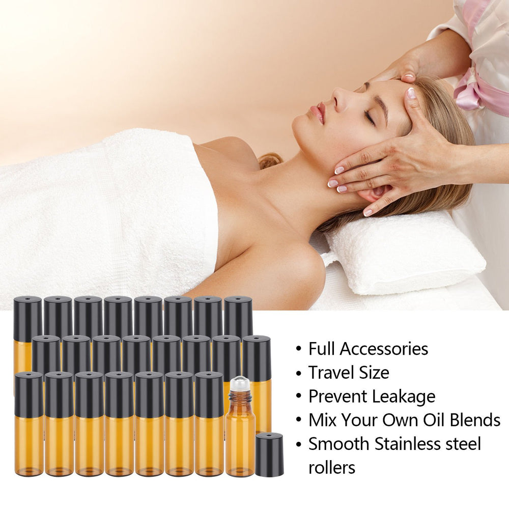 Easytle amber glass roller bottle 5ml with leak-proof cap for mess-free application.