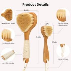 Cepillo corporal de eaxun bambú para exfoliar y suavizar la piel del cuerpo