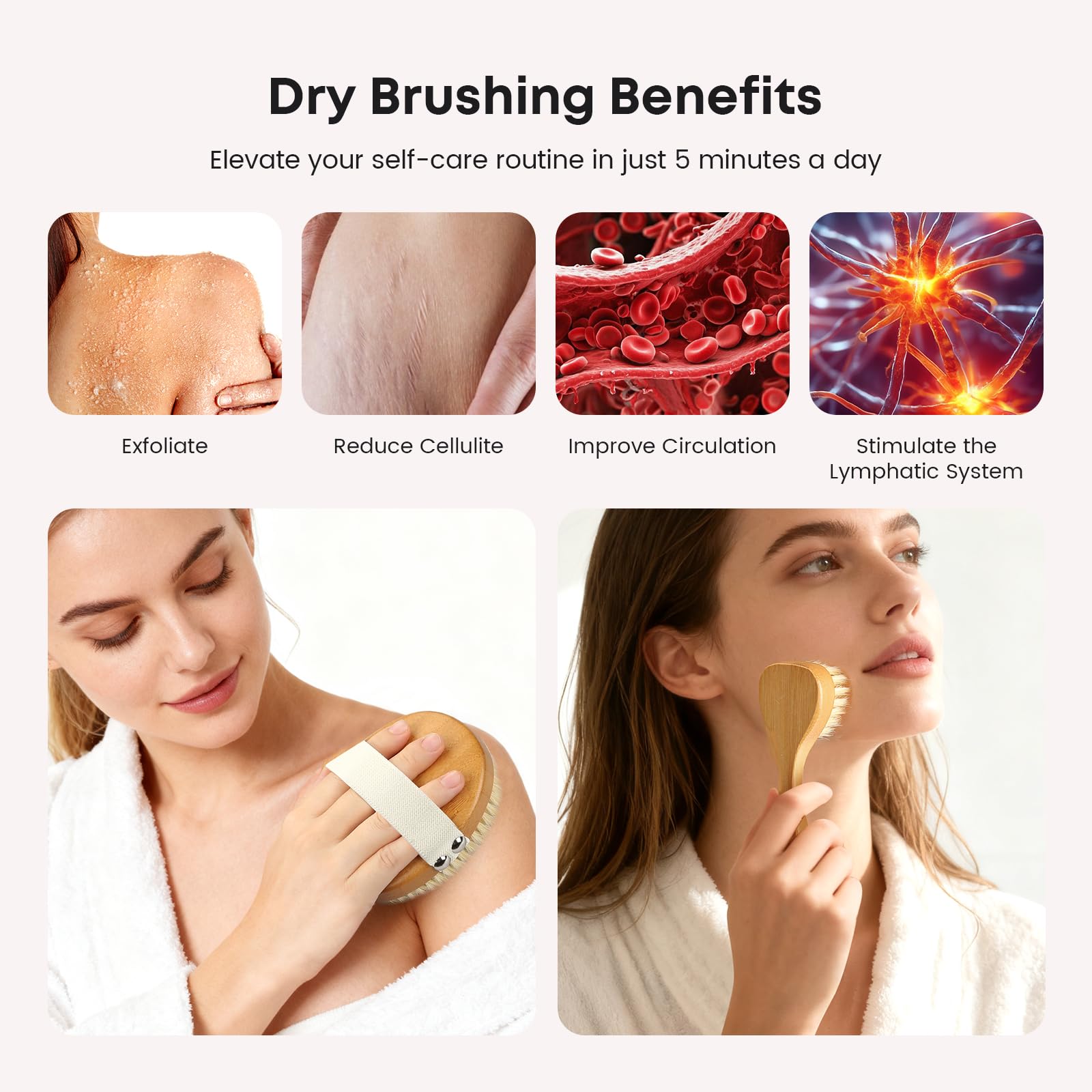 cepillo facial eaxun en bambú para exfoliar delicadamente