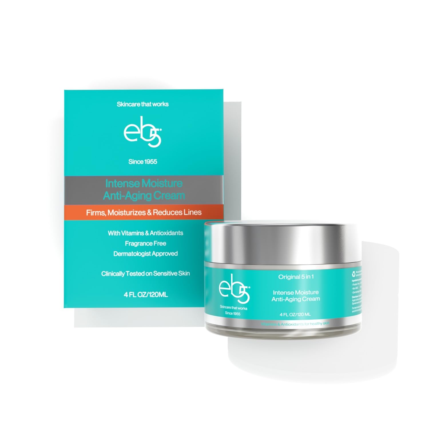 eb5 intense moisture cream jar close-up showing rich texture for deep hydration.