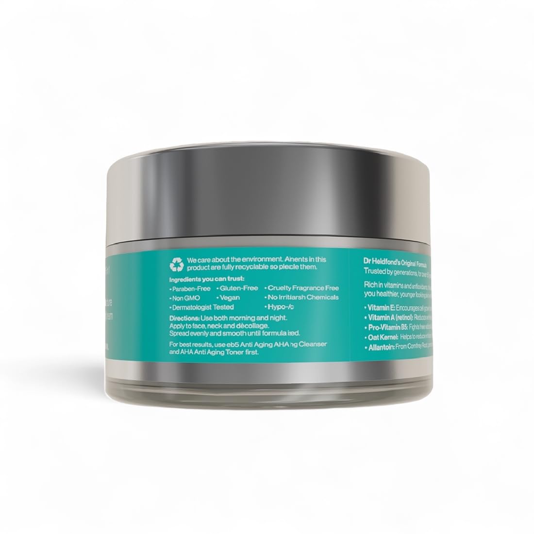 eb5 calming, non-irritating formula shown on navy backdrop.