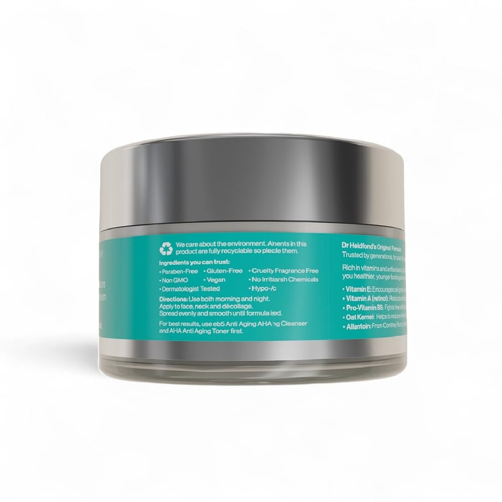 eb5 calming, non-irritating formula shown on navy backdrop.