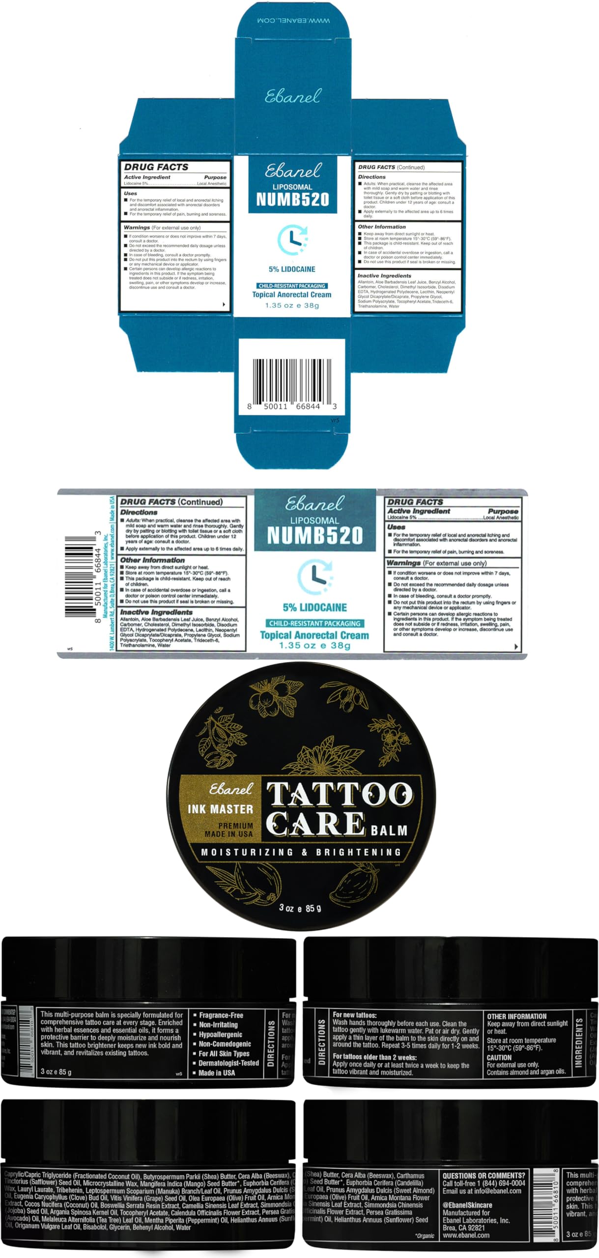 Ebanel USA-made cap and safety features on packaging.