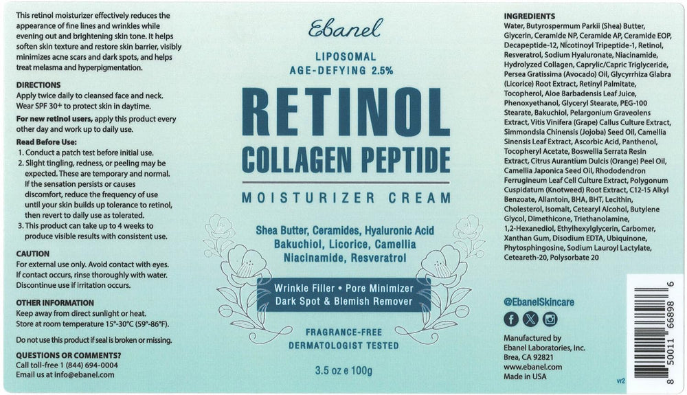 Ebanel Retinol Ceramidas B5: mantiene la hidratación y la barrera de la piel.