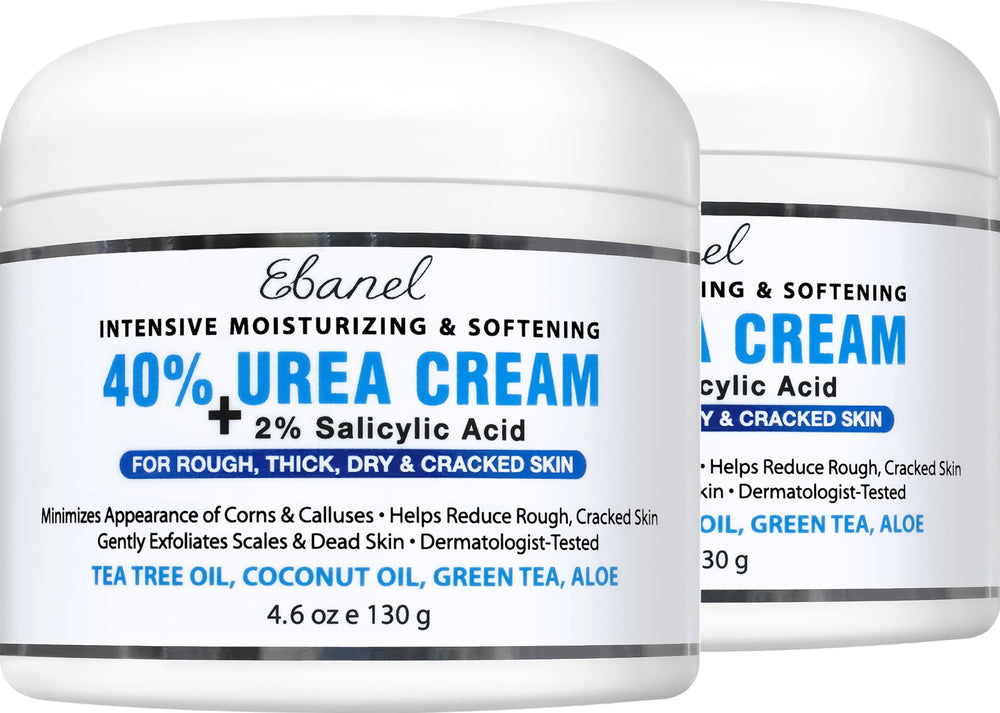 Ebanel Urea Cream 40% application shows deep hydration for dry feet.