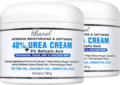 Ebanel Urea Cream 40% application shows deep hydration for dry feet.