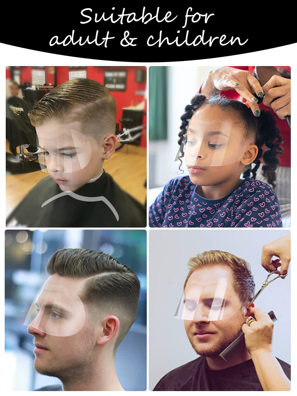 EBANKU salon-use shields showcased during hair spraying to prevent moisture contact