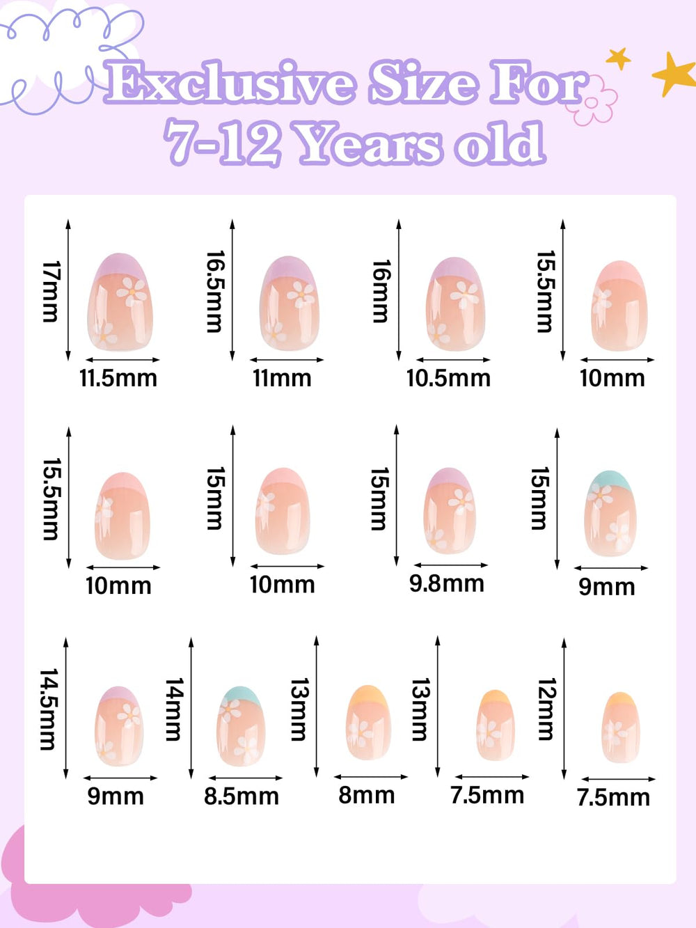EBANKU 13 tallas para niñas, ajuste perfecto para cada dedo