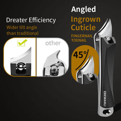 EBEWANLI angled nail clippers showing secure grip for safe handling