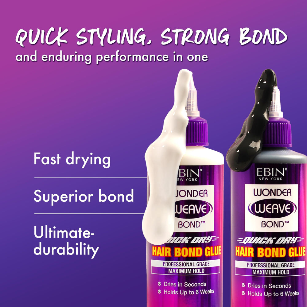 EBIN NEW YORK clear finish glue blends with hair color for natural look